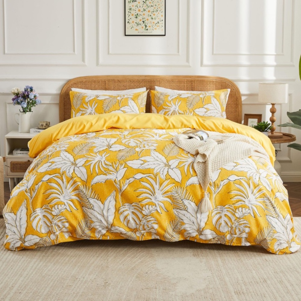 TWIN Yellow Floral Bedding Set